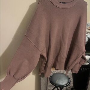 Women's Oversized Ribbed Mauve Sweater